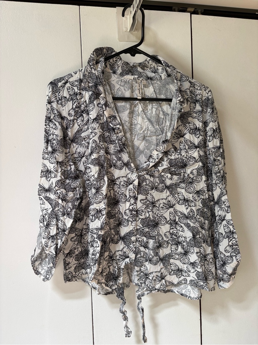 grand & greene Black and White Butterfly Button-Down Shirt
